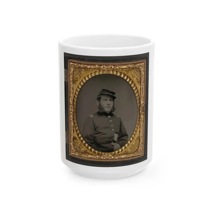 Unidentified Soldier In Union Officers's Uniform And Connecticut State Seal Buttons (U.S. Civil War) White Coffee Mug 15oz - Go Mug Yourself