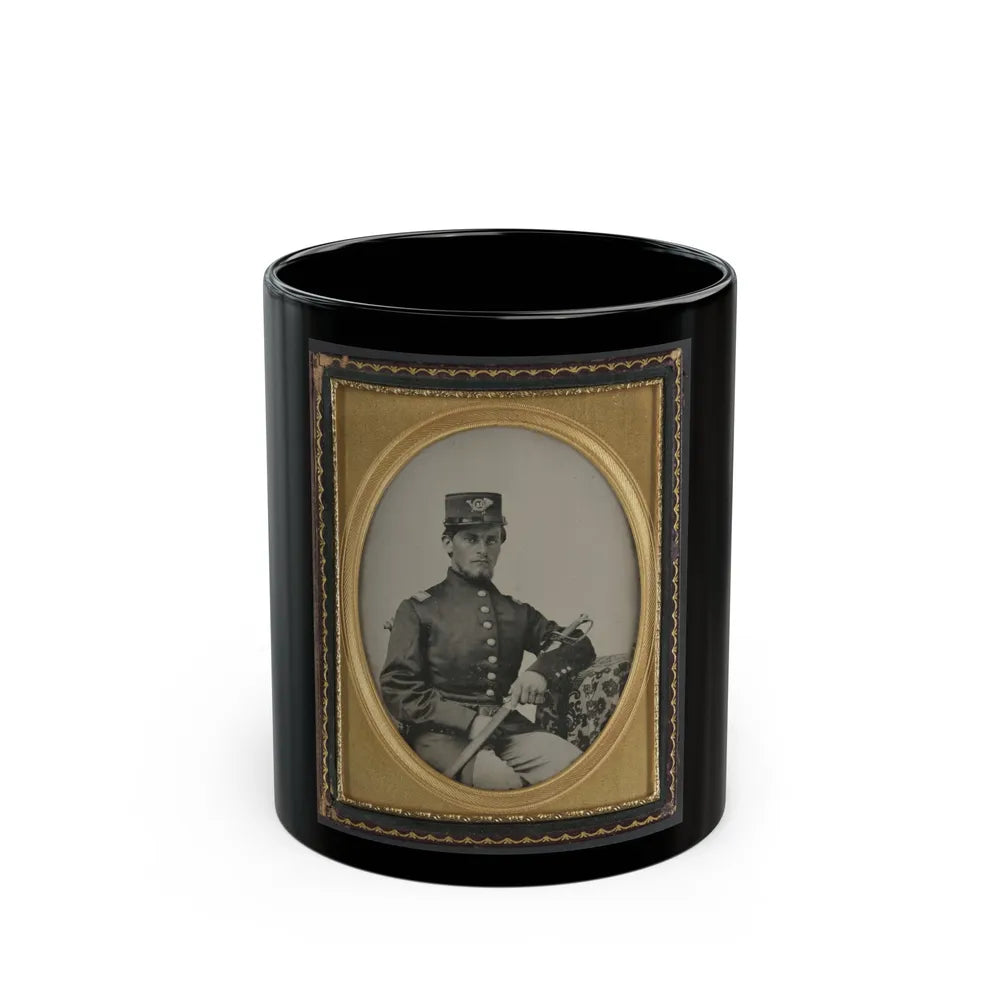 Unidentified Soldier In Union Officer's Uniform With Sword (U.S. Civil War) Black Coffee Mug-11oz-Go Mug Yourself