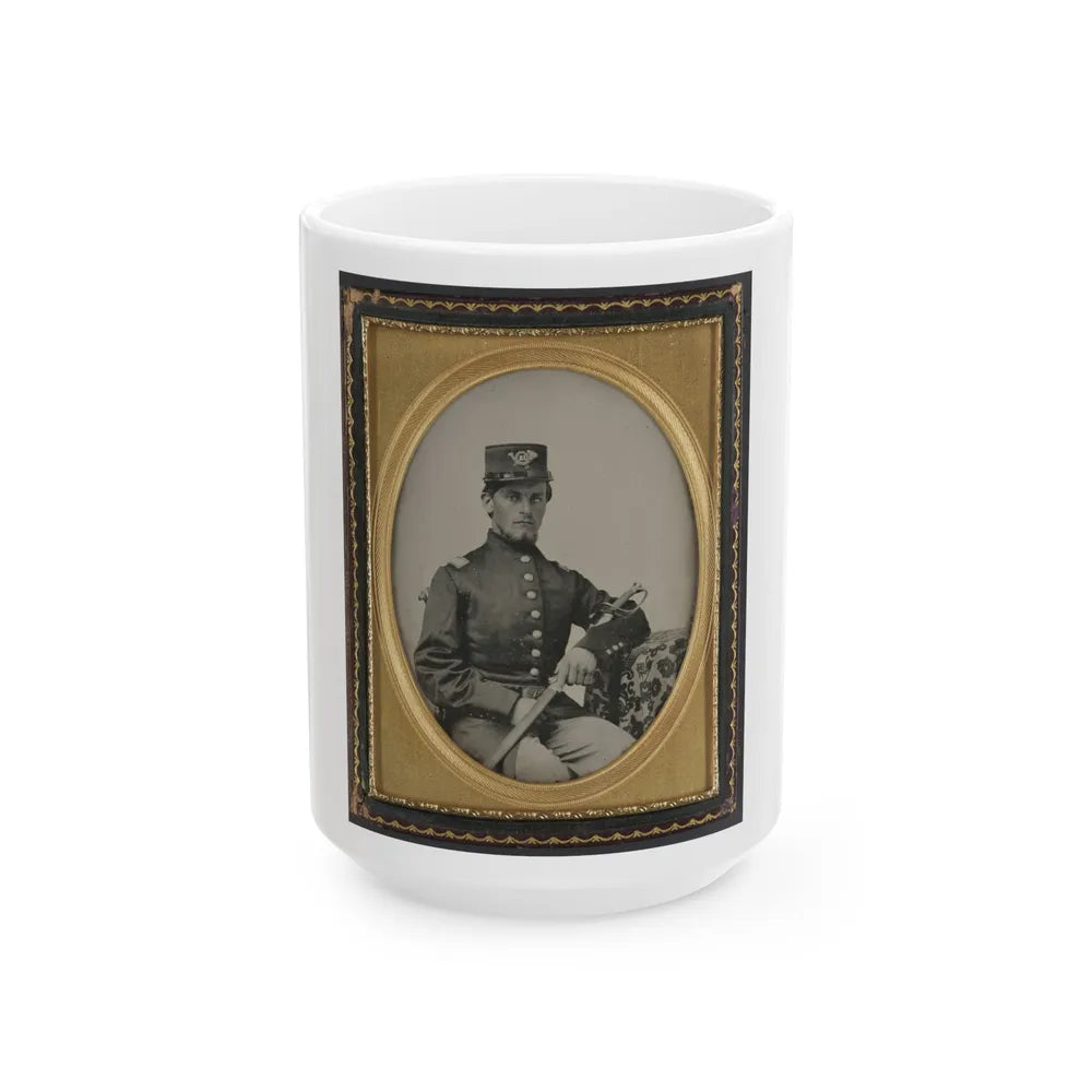 Unidentified Soldier In Union Officer's Uniform With Sword (U.S. Civil War) White Coffee Mug-15oz-Go Mug Yourself