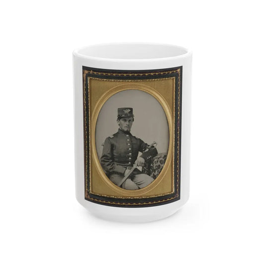 Unidentified Soldier In Union Officer's Uniform With Sword (U.S. Civil War) White Coffee Mug-15oz-Go Mug Yourself