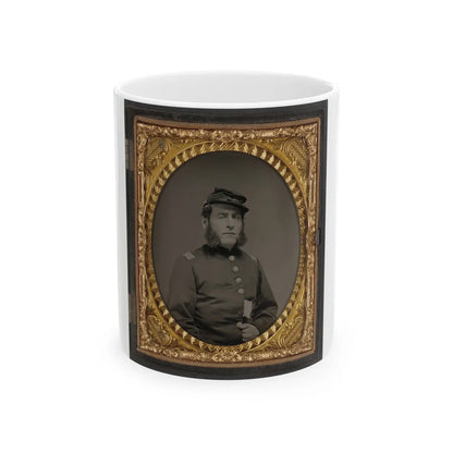 Unidentified Soldier In Union Officers's Uniform And Connecticut State Seal Buttons (U.S. Civil War) White Coffee Mug-11oz-Go Mug Yourself