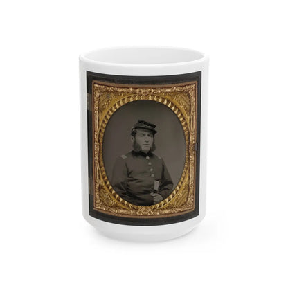 Unidentified Soldier In Union Officers's Uniform And Connecticut State Seal Buttons (U.S. Civil War) White Coffee Mug-15oz-Go Mug Yourself