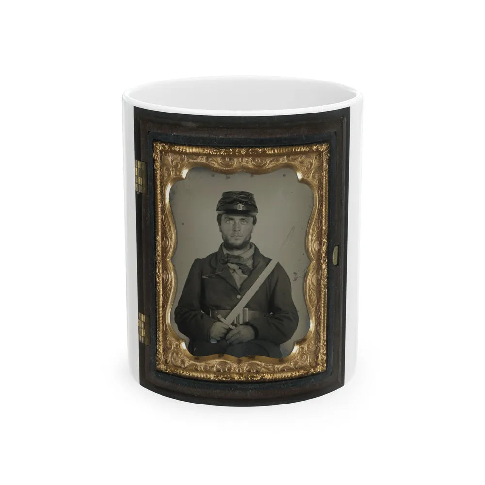 Unidentified Soldier In Union Rifleman Uniform With Saber Bayonet (U.S. Civil War) White Coffee Mug-11oz-Go Mug Yourself