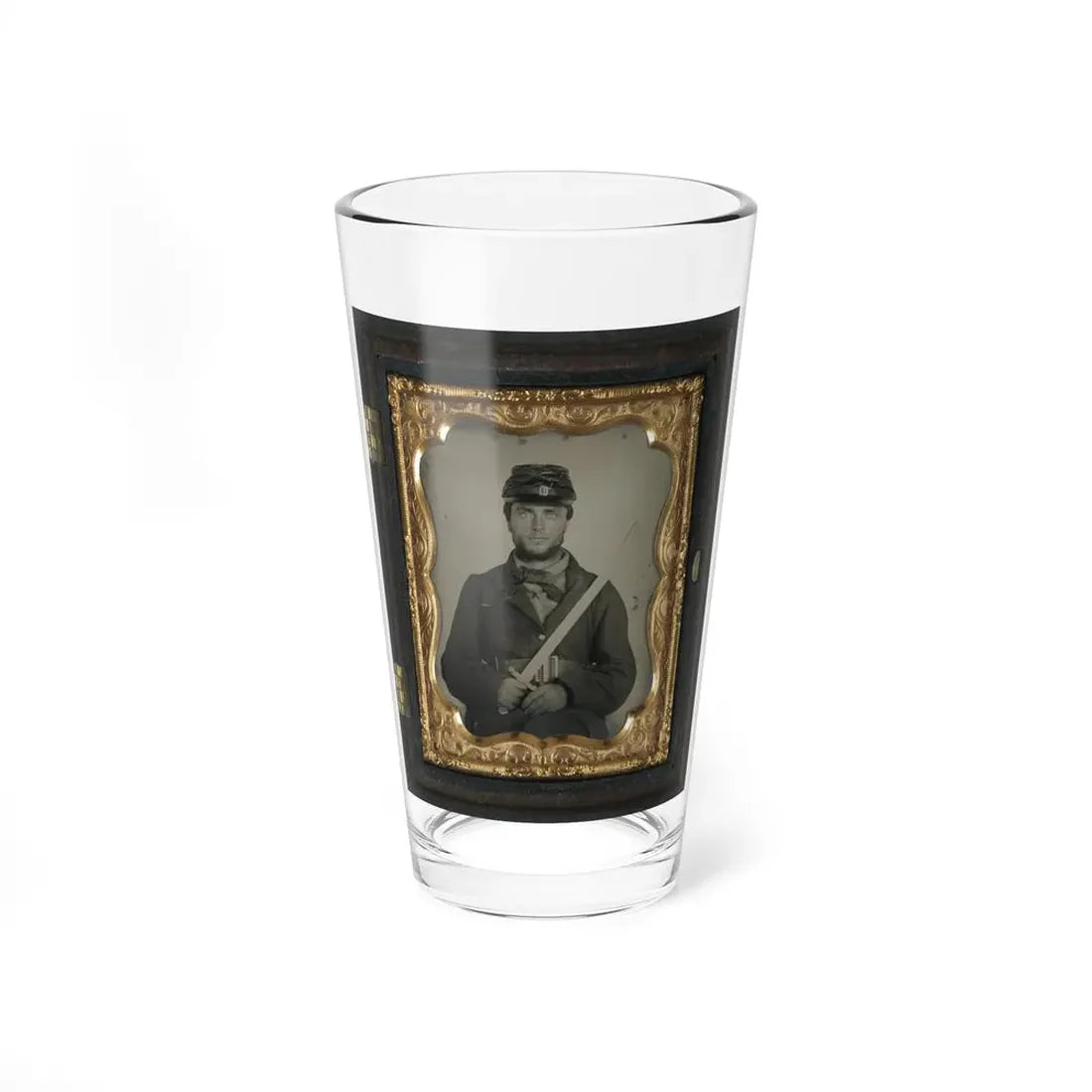 Unidentified Soldier In Union Rifleman Uniform With Saber Bayonet (U.S. Civil War) Pint Glass 16oz 16oz - Go Mug Yourself