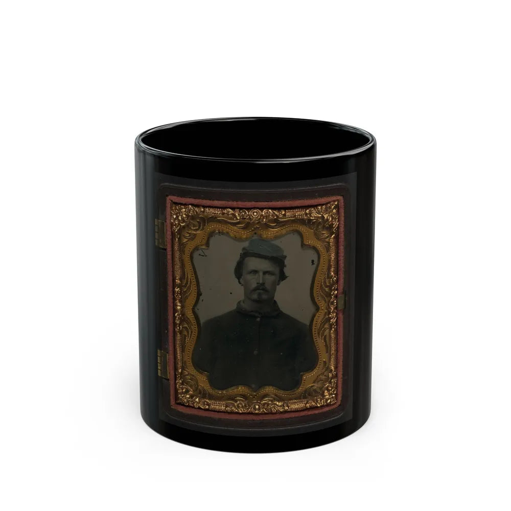 Unidentified Soldier In Union Sack Coat And Cavalry Forage Cap (U.S. Civil War) Black Coffee Mug-11oz-Go Mug Yourself