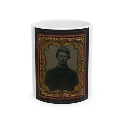 Unidentified Soldier In Union Sack Coat And Cavalry Forage Cap (U.S. Civil War) White Coffee Mug-11oz-Go Mug Yourself