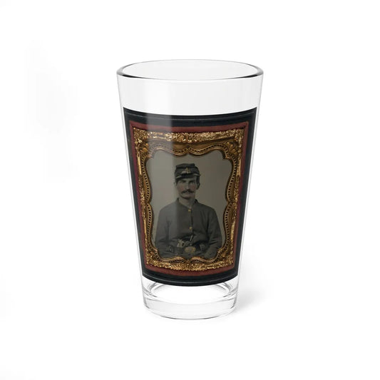 Unidentified Soldier In Union Sack Coat And Company C Forage Cap With Colt Revolver (U.S. Civil War) Pint Glass 16oz-16oz-Go Mug Yourself