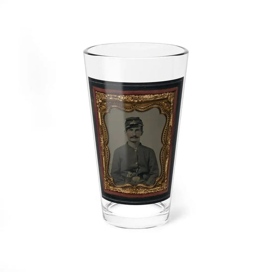 Unidentified Soldier In Union Sack Coat And Company C Forage Cap With Colt Revolver (U.S. Civil War) Pint Glass 16oz 16oz - Go Mug Yourself