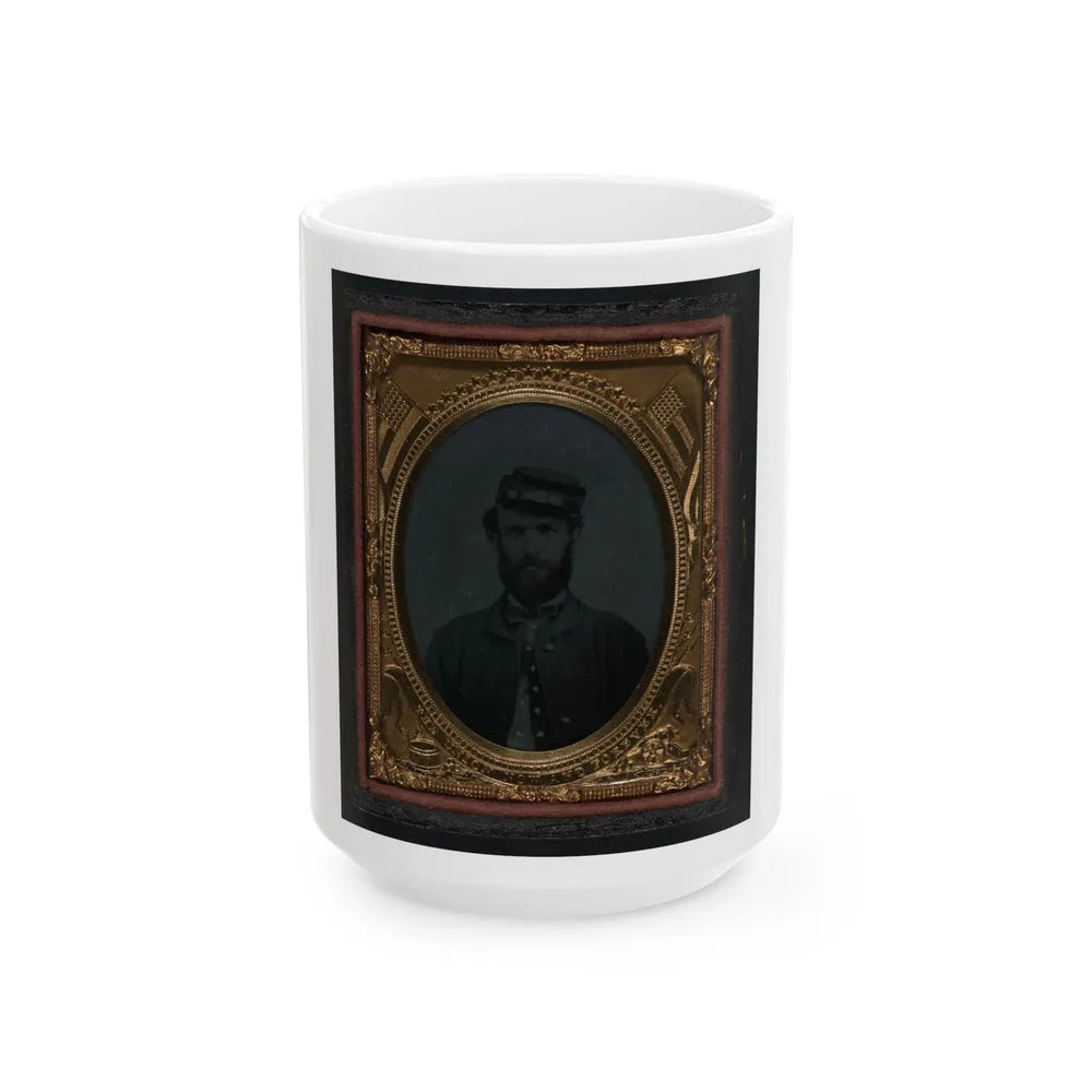 Unidentified Soldier In Union Sack Coat And Forage Cap (U.S. Civil War) White Coffee Mug-15oz-Go Mug Yourself