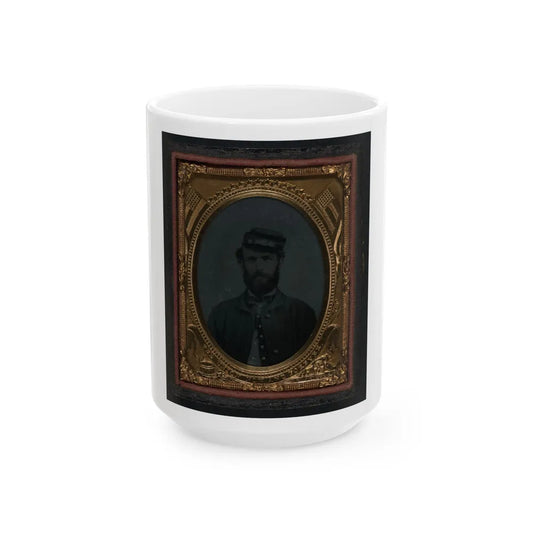 Unidentified Soldier In Union Sack Coat And Forage Cap (U.S. Civil War) White Coffee Mug-15oz-Go Mug Yourself