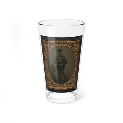 Unidentified Soldier In Union Sack Coat And Forage Cap With Bayonet Scabbard And Bayoneted Musket (U.S. Civil War) Pint Glass 16oz 16oz - Go Mug Yourself