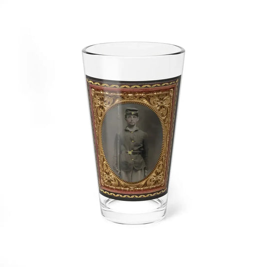Unidentified Soldier In Union Sack Coat And Forage Cap With Musket (U.S. Civil War) Pint Glass 16oz 16oz - Go Mug Yourself