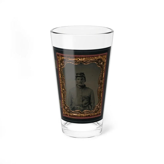 Unidentified Soldier In Union Sack Coat And Forage Cap With Revolver In Belt (U.S. Civil War) Pint Glass 16oz-16oz-Go Mug Yourself