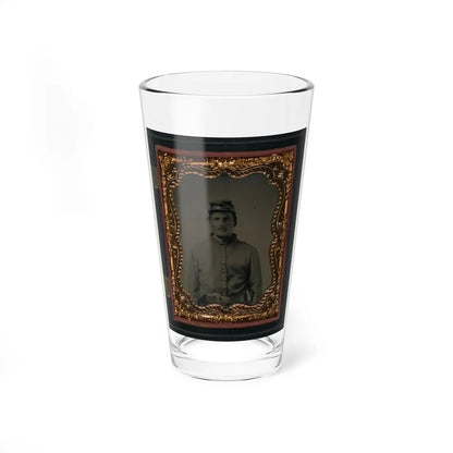 Unidentified Soldier In Union Sack Coat And Forage Cap With Revolver In Belt (U.S. Civil War) Pint Glass 16oz 16oz - Go Mug Yourself