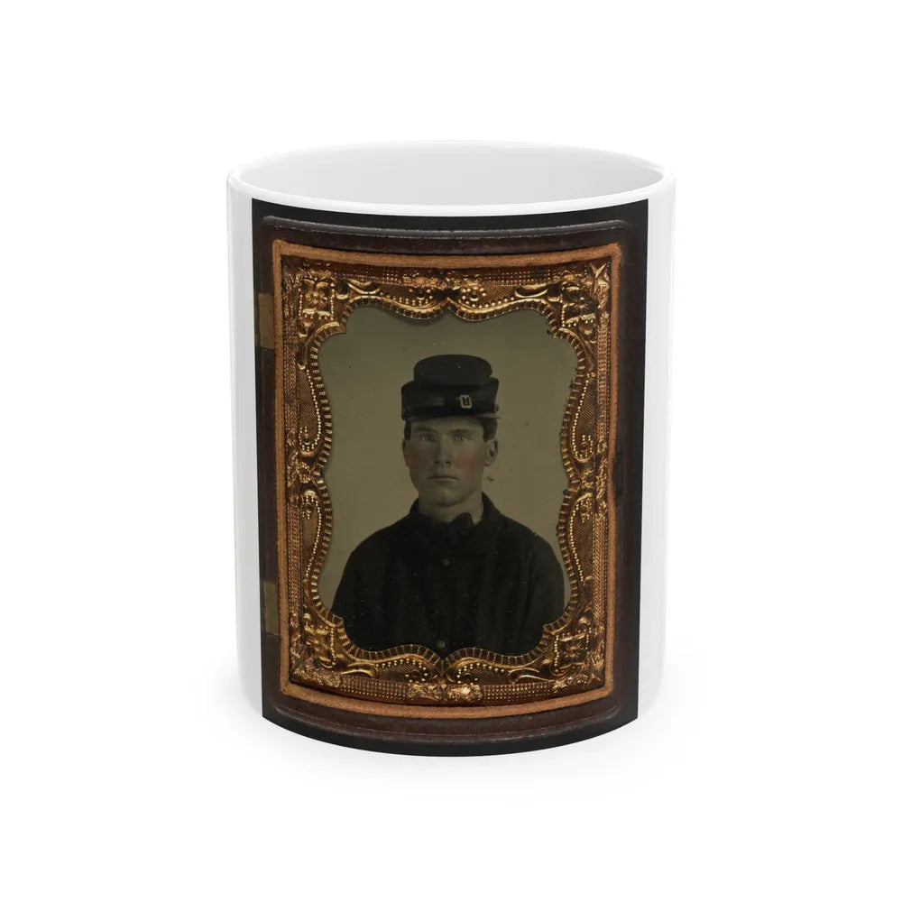 Unidentified Soldier In Union Sack Coat And Forage Cap(2) (U.S. Civil War) White Coffee Mug-11oz-Go Mug Yourself