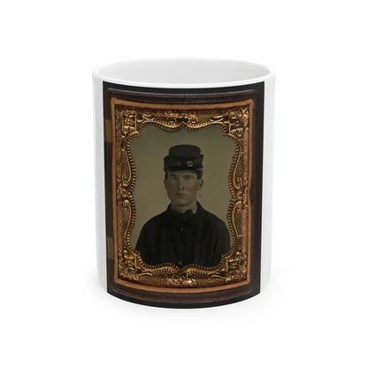 Unidentified Soldier In Union Sack Coat And Forage Cap(2) (U.S. Civil War) White Coffee Mug-11oz-Go Mug Yourself