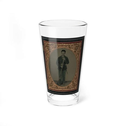 Unidentified Soldier In Union Sack Coat And Forage Hat With Cartridge Pouch, Bayonet Scabbard, And Musket (U.S. Civil War) Pint Glass 16oz 16oz - Go Mug Yourself