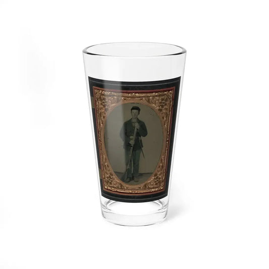 Unidentified Soldier In Union Sack Coat And Forage Hat With Cartridge Pouch, Bayonet Scabbard, And Musket (U.S. Civil War) Pint Glass 16oz 16oz - Go Mug Yourself