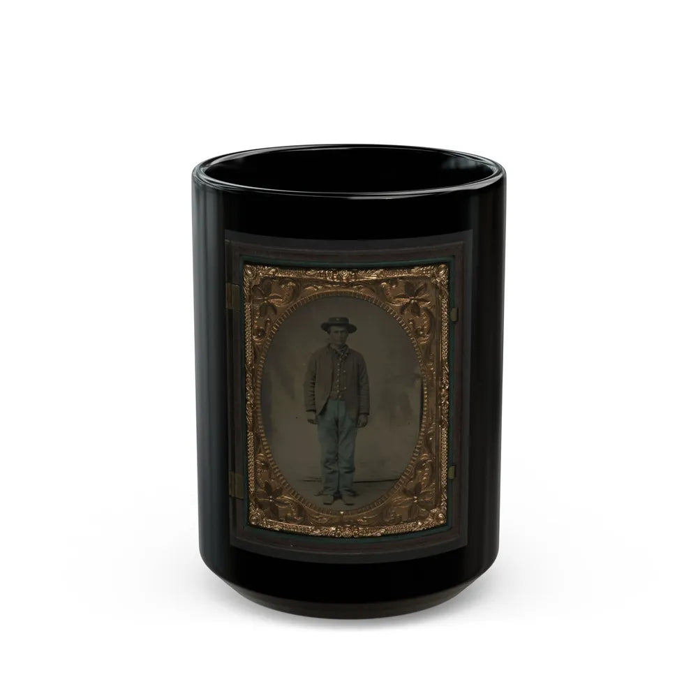 Unidentified Soldier In Union Sack Coat And Slouch Hat (U.S. Civil War) Black Coffee Mug-15oz-Go Mug Yourself