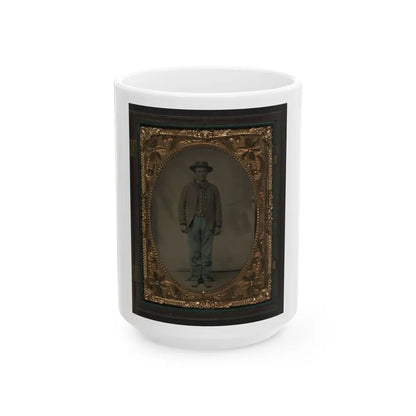 Unidentified Soldier In Union Sack Coat And Slouch Hat (U.S. Civil War) White Coffee Mug-15oz-Go Mug Yourself