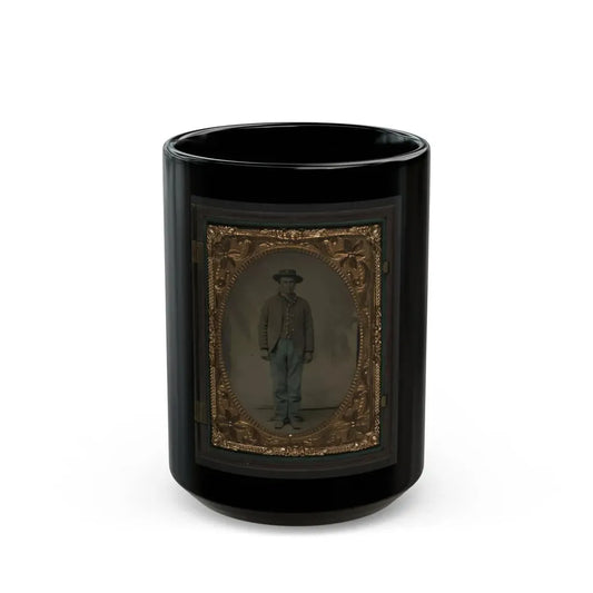 Unidentified Soldier In Union Sack Coat And Slouch Hat (U.S. Civil War) Black Coffee Mug 15oz - Go Mug Yourself