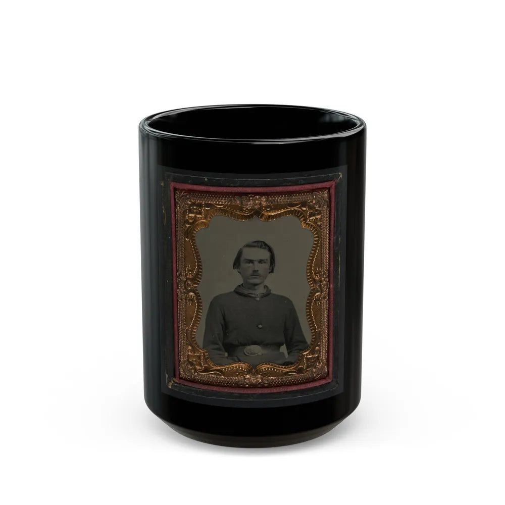 Unidentified Soldier In Union Sack Coat And U.S. Belt Buckle (U.S. Civil War) Black Coffee Mug-15oz-Go Mug Yourself