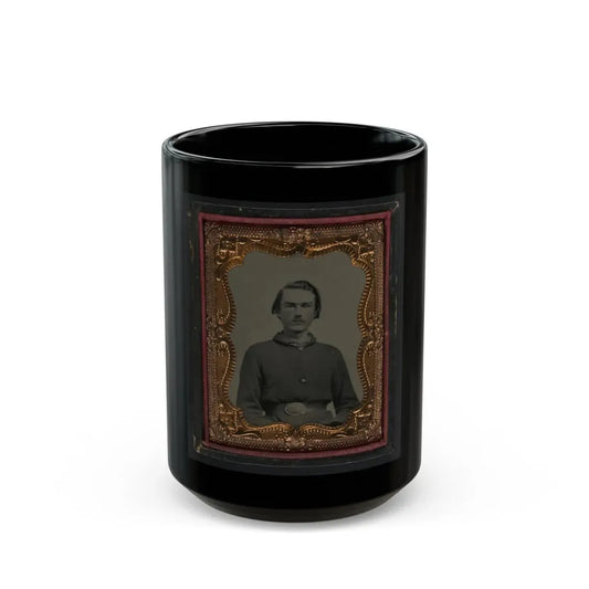 Unidentified Soldier In Union Sack Coat And U.S. Belt Buckle (U.S. Civil War) Black Coffee Mug 15oz - Go Mug Yourself