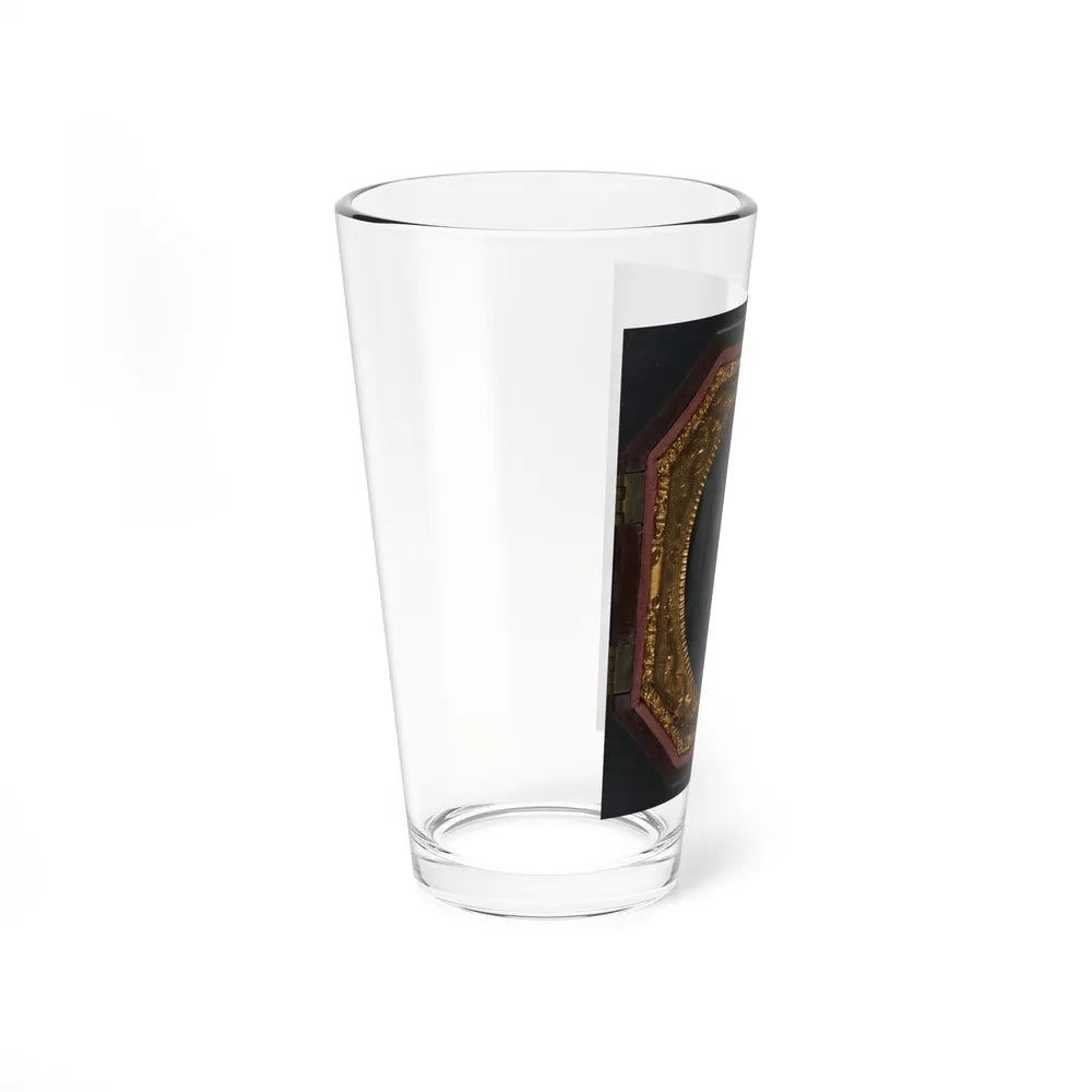 Unidentified Soldier In Union Sack Coat In Front Of American Flag Backdrop (U.S. Civil War) Pint Glass 16oz-Go Mug Yourself