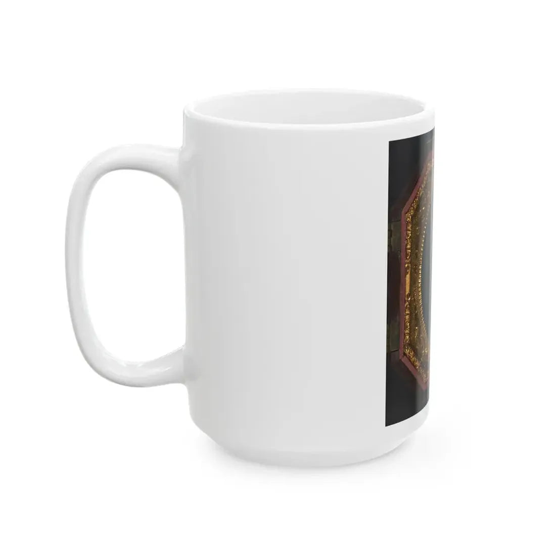 Unidentified Soldier In Union Sack Coat In Front Of American Flag Backdrop (U.S. Civil War) White Coffee Mug - Go Mug Yourself