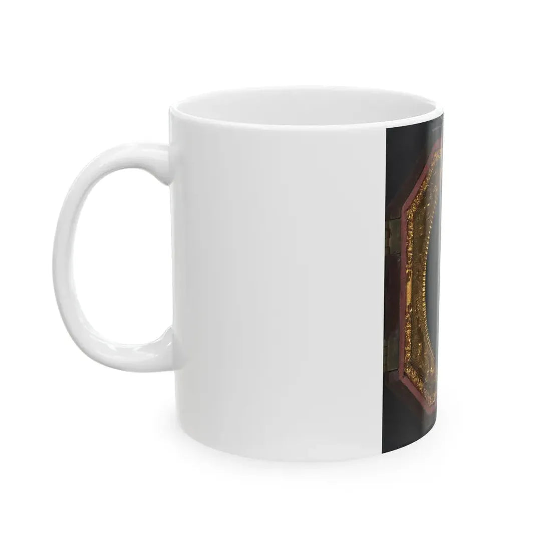 Unidentified Soldier In Union Sack Coat In Front Of American Flag Backdrop (U.S. Civil War) White Coffee Mug - Go Mug Yourself