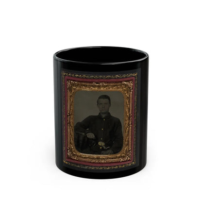 Unidentified Soldier In Union Sack Coat With Holstered Bayonet (U.S. Civil War) Black Coffee Mug-11oz-Go Mug Yourself