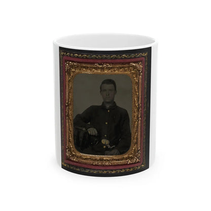 Unidentified Soldier In Union Sack Coat With Holstered Bayonet (U.S. Civil War) White Coffee Mug-11oz-Go Mug Yourself