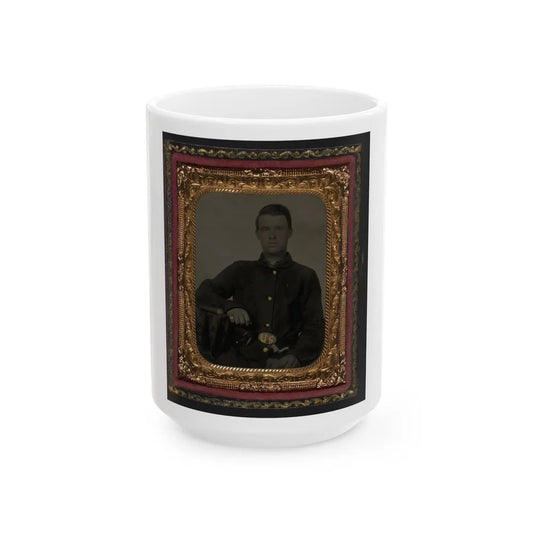 Unidentified Soldier In Union Sack Coat With Holstered Bayonet (U.S. Civil War) White Coffee Mug-15oz-Go Mug Yourself