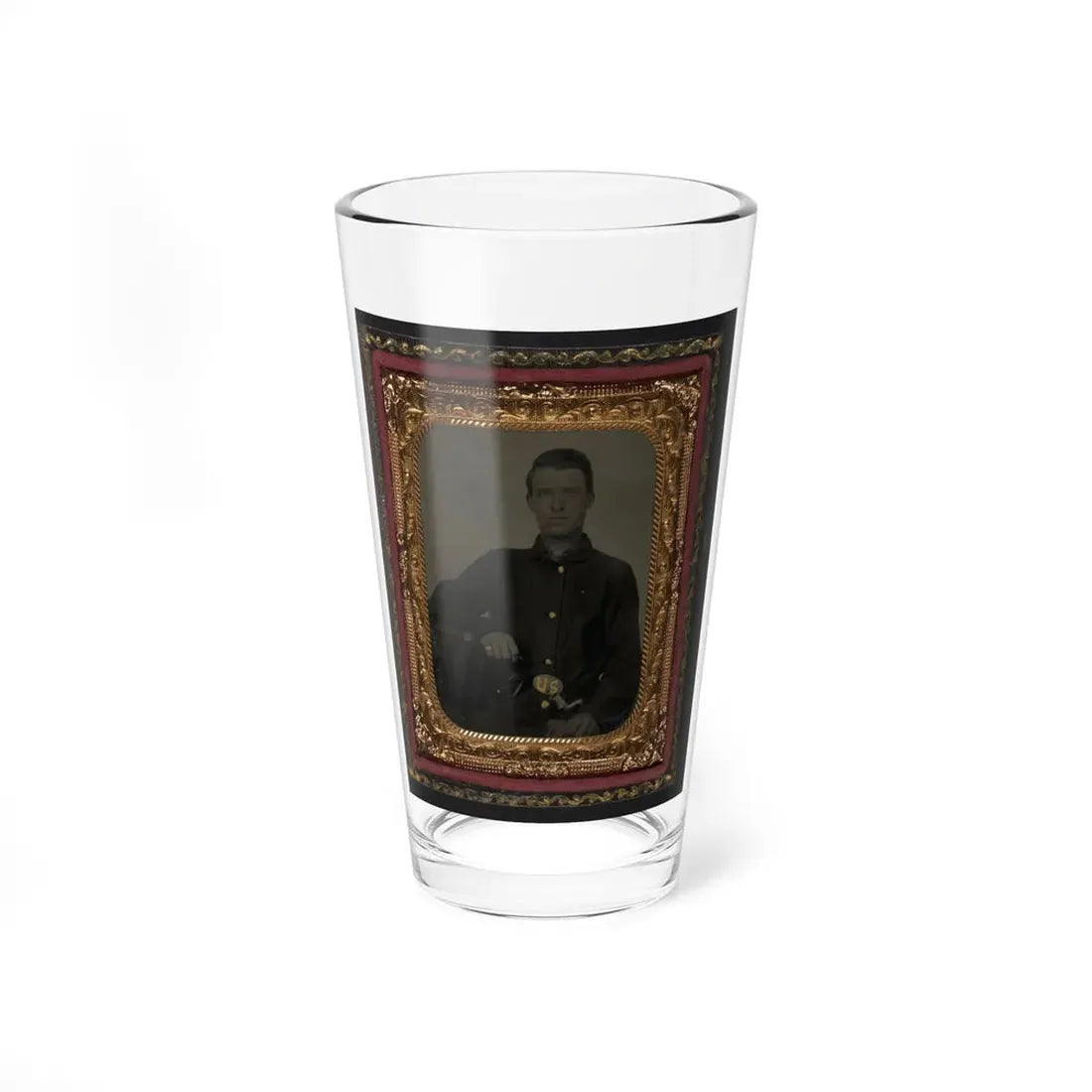 Unidentified Soldier In Union Sack Coat With Holstered Bayonet (U.S. Civil War) Pint Glass 16oz 16oz - Go Mug Yourself
