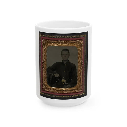 Unidentified Soldier In Union Sack Coat With Holstered Bayonet (U.S. Civil War) White Coffee Mug 15oz - Go Mug Yourself