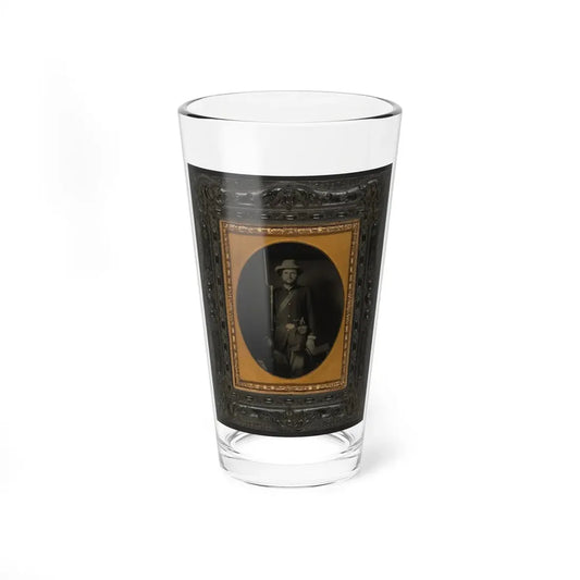 Unidentified Soldier In Union Sack Coat With Holstered Revolver And Bayoneted Musket (U.S. Civil War) Pint Glass 16oz 16oz - Go Mug Yourself