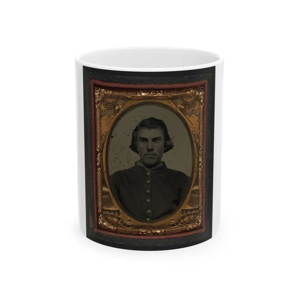 Unidentified Soldier In Union Sack Coat(2) (U.S. Civil War) White Coffee Mug-11oz-Go Mug Yourself