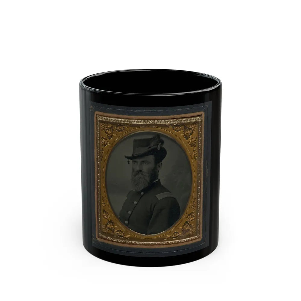 Unidentified Soldier In Union Second Lieutenant's Uniform And Hat With Plume (U.S. Civil War) Black Coffee Mug-11oz-Go Mug Yourself