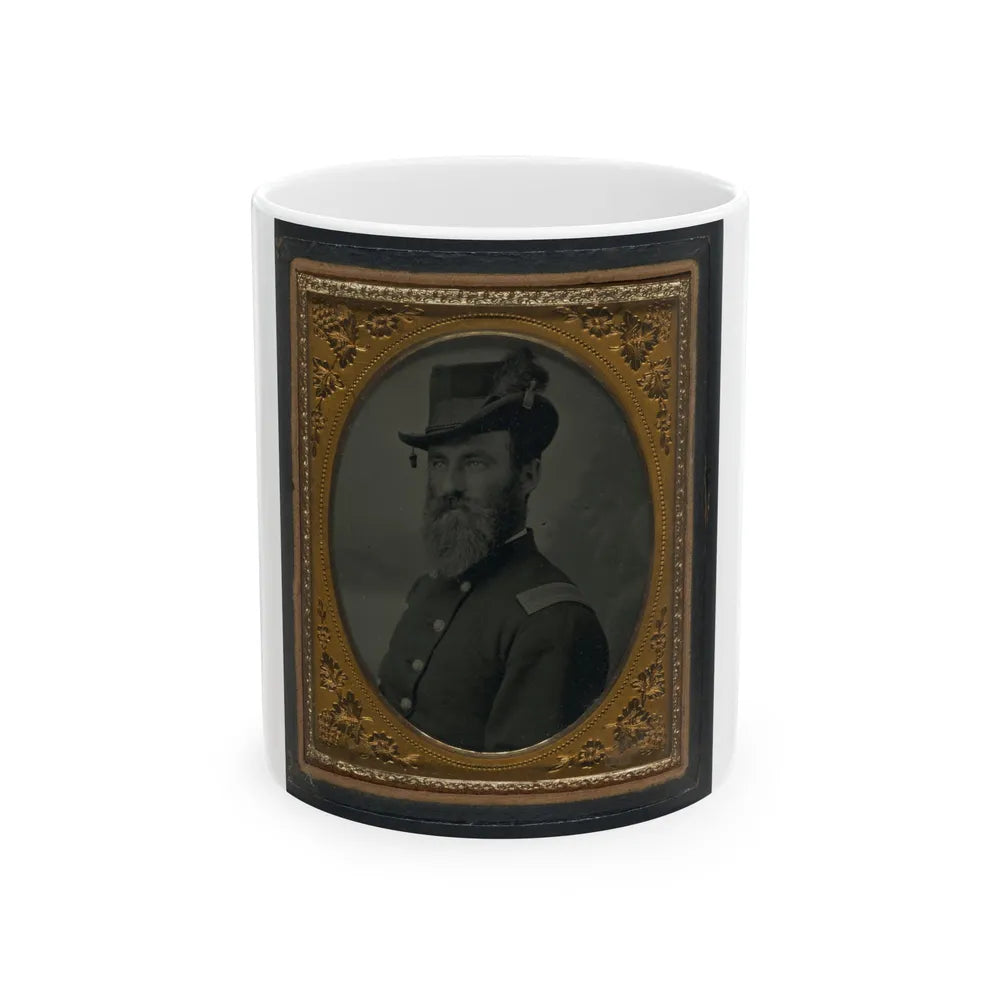 Unidentified Soldier In Union Second Lieutenant's Uniform And Hat With Plume (U.S. Civil War) White Coffee Mug-11oz-Go Mug Yourself