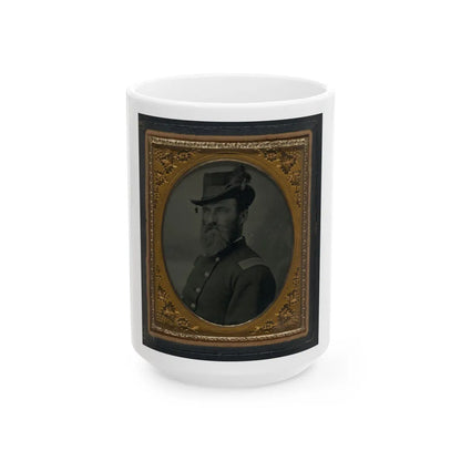 Unidentified Soldier In Union Second Lieutenant's Uniform And Hat With Plume (U.S. Civil War) White Coffee Mug-15oz-Go Mug Yourself