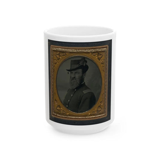 Unidentified Soldier In Union Second Lieutenant's Uniform And Hat With Plume (U.S. Civil War) White Coffee Mug-15oz-Go Mug Yourself