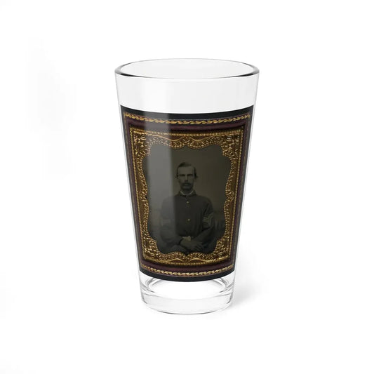 Unidentified Soldier In Union Sergeant's Uniform In Front Of Painted Backdrop Showing Landscape (U.S. Civil War) Pint Glass 16oz 16oz - Go Mug Yourself