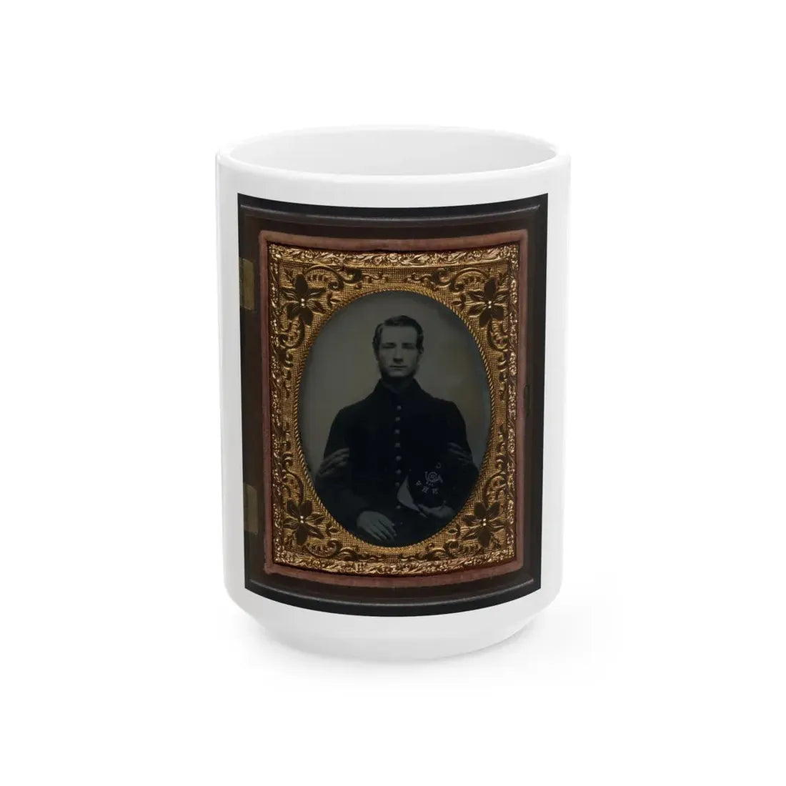 Unidentified Soldier In Union Sergeant's Uniform With Company C, 13th New Hampshire Infantry Regiment Kepi (U.S. Civil War) White Coffee Mug 15oz - Go Mug Yourself