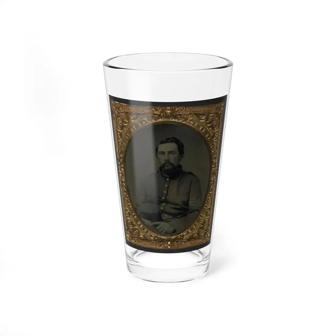 Unidentified Soldier In Union Sergeant's Uniform With Company M Forage Cap (U.S. Civil War) Pint Glass 16oz 16oz - Go Mug Yourself