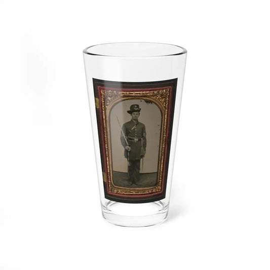Unidentified Soldier In Union Sergeant's Uniform With Hardee Hat And Sash With Non-Commissioned Officer's Sword (U.S. Civil War) Pint Glass 16oz 16oz - Go Mug Yourself