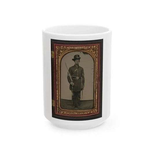 Unidentified Soldier In Union Sergeant's Uniform With Hardee Hat And Sash With Non-Commissioned Officer's Sword (U.S. Civil War) White Coffee Mug 15oz - Go Mug Yourself