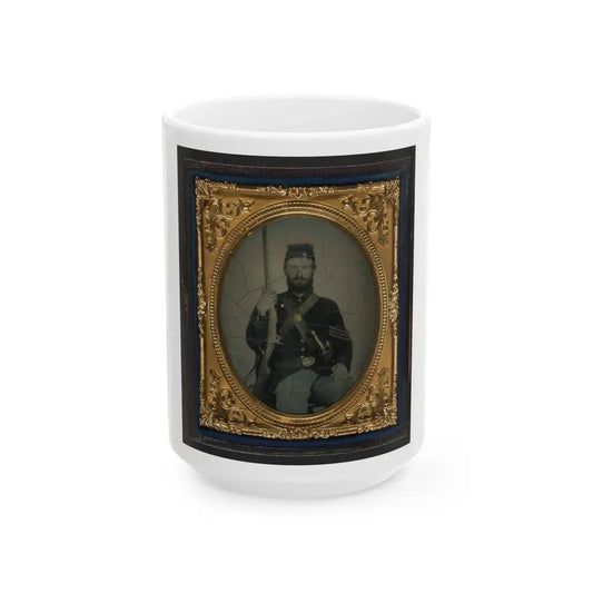 Unidentified Soldier In Union Sergeant's Uniform With Musket (U.S. Civil War) White Coffee Mug 15oz - Go Mug Yourself