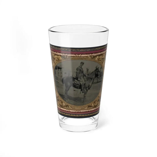 Unidentified Soldier In Union Sergeant's Uniform With Sword Seated On A Horse (U.S. Civil War) Pint Glass 16oz 16oz - Go Mug Yourself