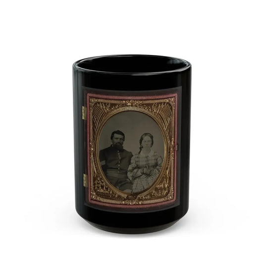 Unidentified Soldier In Union Sergeant's Uniform With Unidentified Woman (U.S. Civil War) Black Coffee Mug 15oz - Go Mug Yourself