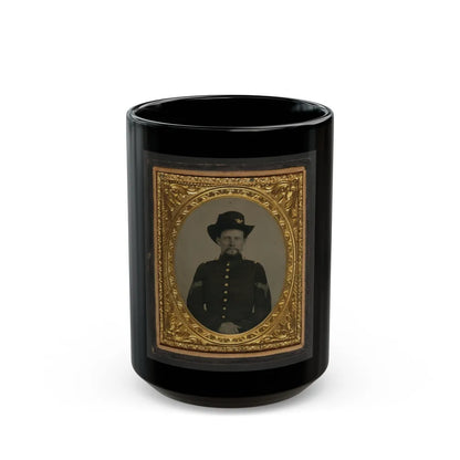 Unidentified Soldier In Union Sergeant Uniform With Hardee Hat With Infantry Insignia And Plume (U.S. Civil War) Black Coffee Mug-15oz-Go Mug Yourself